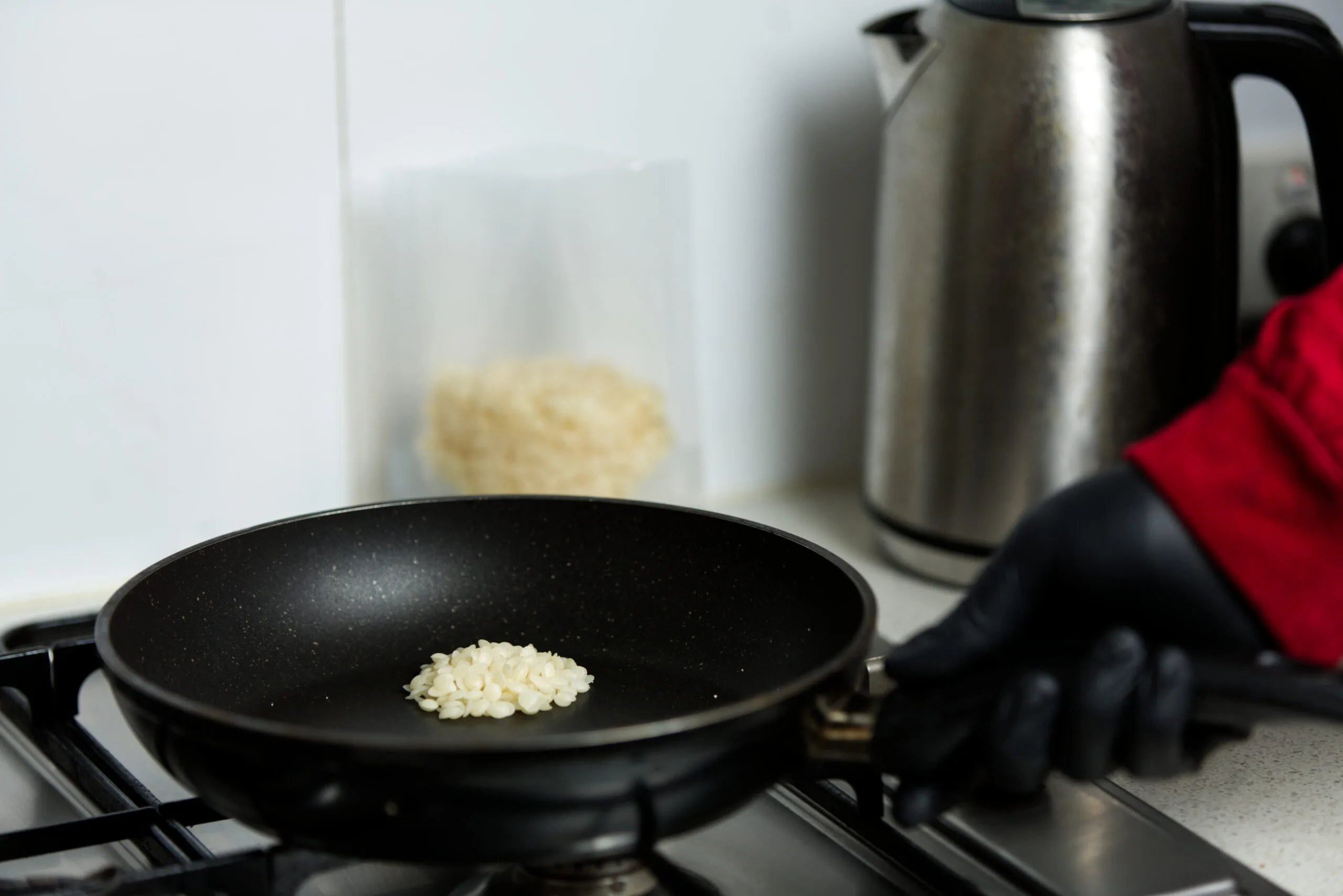 bees wax on heating on a pot