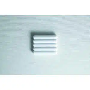 Five white Magnetic Stirrer Bars (8*50mm PTFE, set of 5) are neatly stacked horizontally on a plain, lightly textured background.