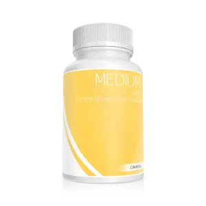 Home 14 A white plastic bottle with a grey cap and a yellow-white label displays Plant Cell Orchid Maintenance Media, premium for supporting plant cell growth. The bottle stands against a plain light background.