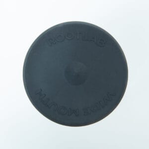 A black circular lid viewed from above, with the words ROOTLAB and WIDE MOUTH embossed around the edge. The background is plain and light in colour.