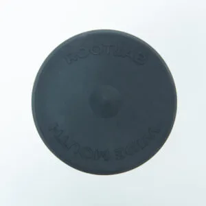 Home 10 A black circular lid viewed from above, with the words ROOTLAB and WIDE MOUTH embossed around the edge. The background is plain and light in colour.
